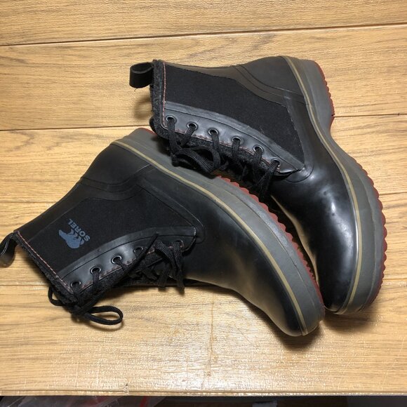Sorel men black lace up boots, upper synthetic, wool lining, 13 - Picture 5 of 13
